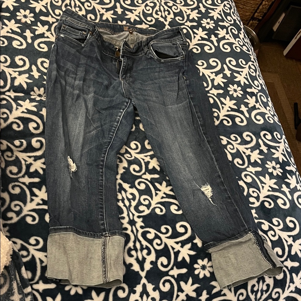 Kut from the Kloth Distressed Blue Boyfriend Jeans